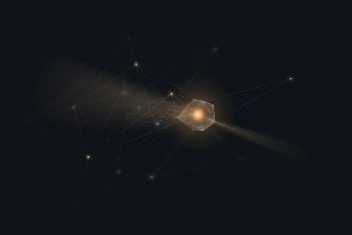 Abstract visualization of layered context flowing into an AI agent pipeline.
